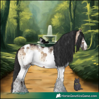Horse Color:Bay Onyx Sabino Tobiano Frame Brindle 