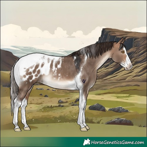 Horse Color:Bay Dun Splash Tobiano Blanket Rabicano 