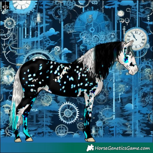 Horse Color:White Spotted Silver Sable Champagne Pearl Onyx Near Leopard