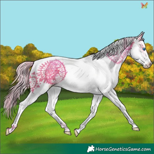 Horse Color:Watercolor White Spotted Silver Brown Splash 