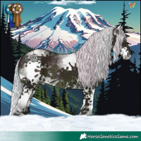 Horse Color:Watercolor White Spotted Midnight Silver Sable Champagne Dun Splash