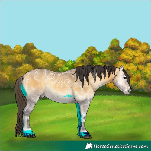 Horse Color:Powder White Buckskin Ice Onyx Rabicano 