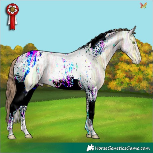 Horse Color:Watercolor Gold Champagne Ice Roan Tobiano