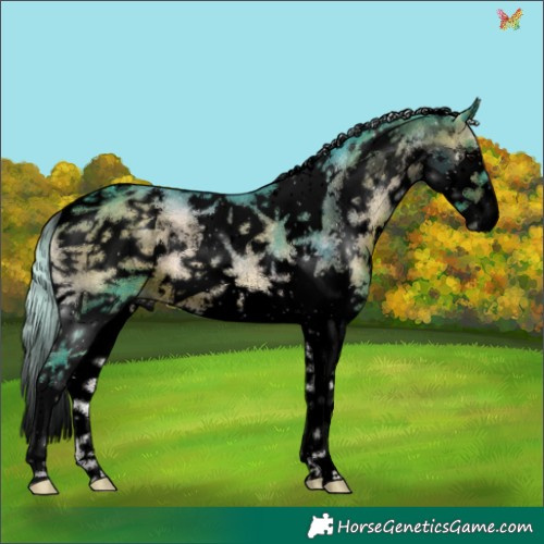 Horse Color:Void Watercolor Silver Brown Onyx Splash Tobiano 