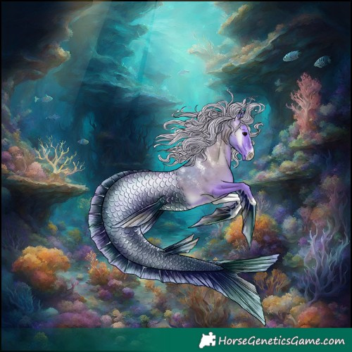 Horse Color:Powder White Watercolor Silver Blue Onyx Tobiano 