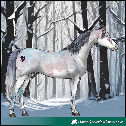 Horse Color:Watercolor Brown Roan Splash Tobiano