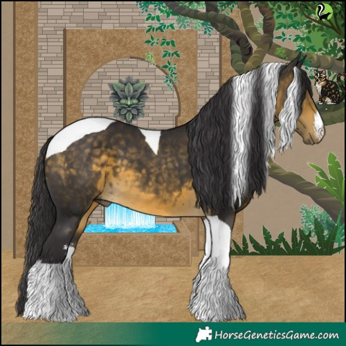 Horse Color:White Spotted Buckskin Tobiano 