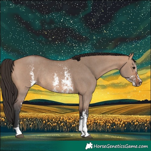 Horse Color:Bay Dun Sabino Rabicano 