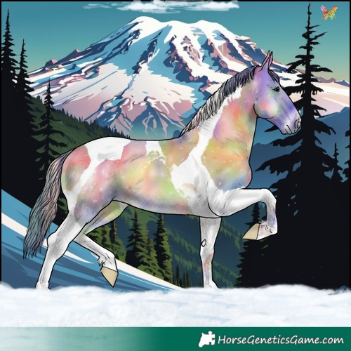 Horse Color:Nacre Watercolor Smoky Grullo Onyx Tobiano 