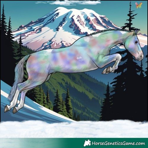 Horse Color:Nacre Watercolor Brown Onyx Tobiano 