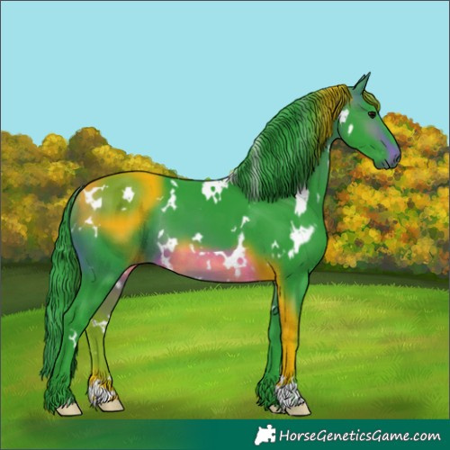 Horse Color:Watercolor White Spotted Brown 
