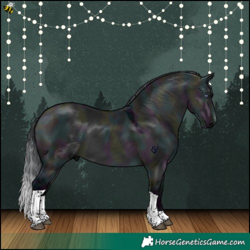 Horse Color:Midnight Brown Chinchilla Dun Tobiano 