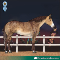 Horse Color:Chocolate Buckskin Dun Sabino Brindle 