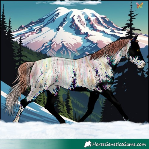 Horse Color:Watercolor White Spotted Gold Champagne Ice Splash