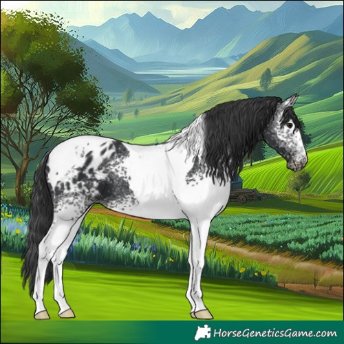 Horse Color:White Spotted Black Tobiano Appaloosa