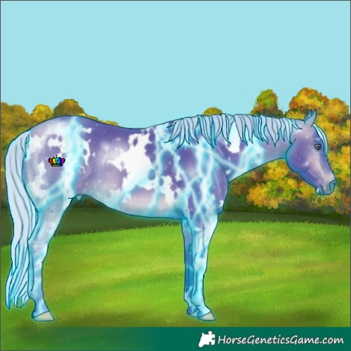 Horse Color:Thunderstruck Watercolor White Spotted Silver Buckskin Chinchilla 