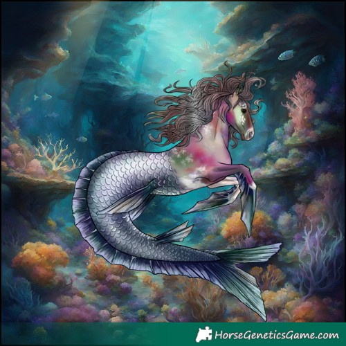 Horse Color:Powder White Nacre Blue Onyx Tobiano 