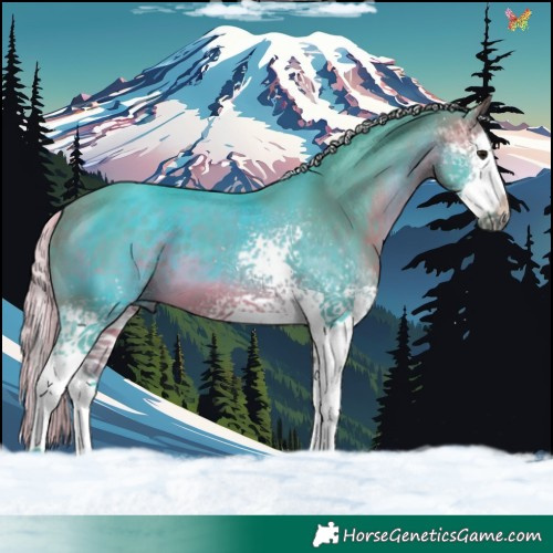 Horse Color:Watercolor White Spotted Silver Brown Splash 