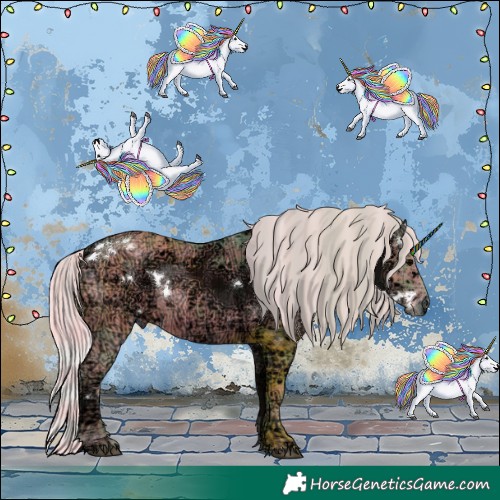 Horse Color:Watercolor Plaid  White Spotted Silver Black Ice Rabicano 