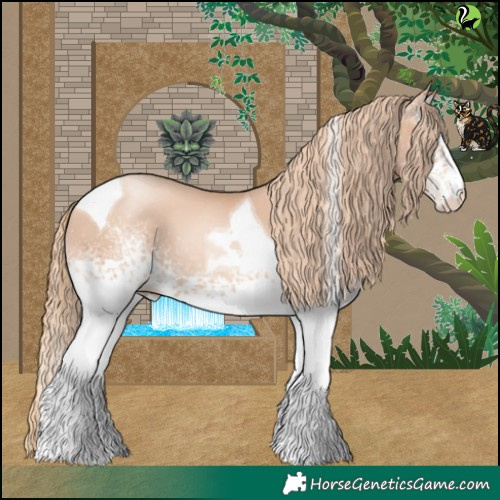 Horse Color:White Spotted Gold Champagne Pearl Tobiano 