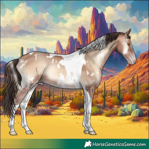Horse Color:White Spotted Sable Champagne Onyx Tobiano 