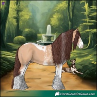 Horse Color:White Spotted Chocolate Bay Dun Tobiano 