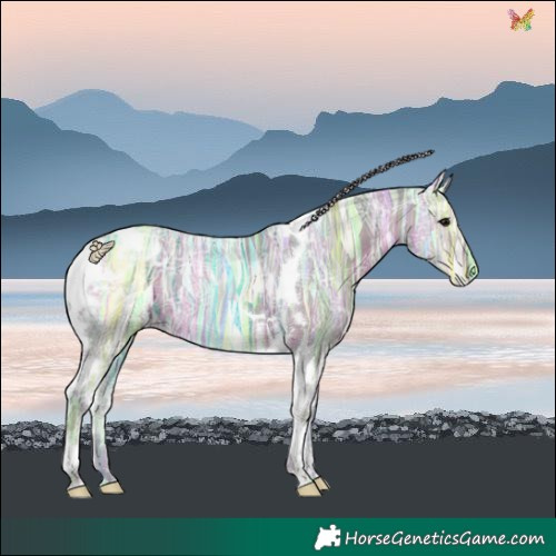 Horse Color:Watercolor Silver Black Ice Tobiano Rabicano 