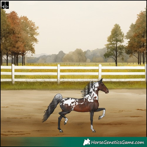 Horse Color:Liver Chestnut Tobiano Skewed LP Spotted Rabicano 