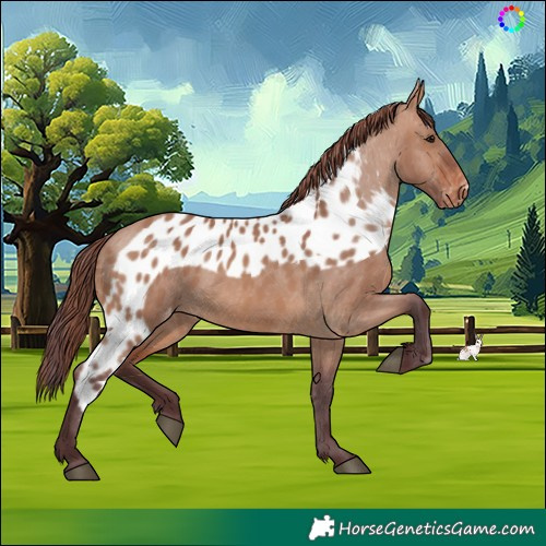 Horse Color:Chocolate Brown Dun Skewed Appaloosa 