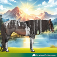 Horse Color:Powder White Bay Tobiano Varnish Rabicano