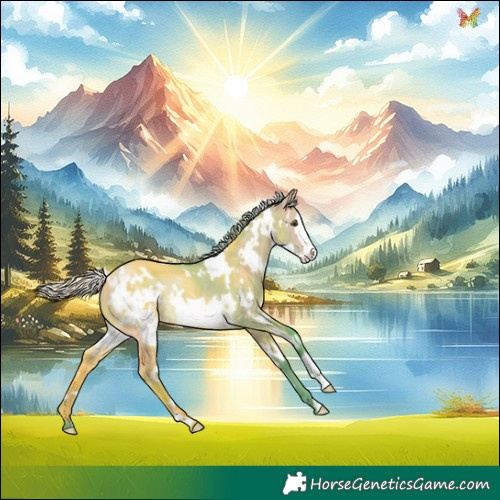 Horse Color:Watercolor White Spotted Silver Brown Dun Frame Rabicano 