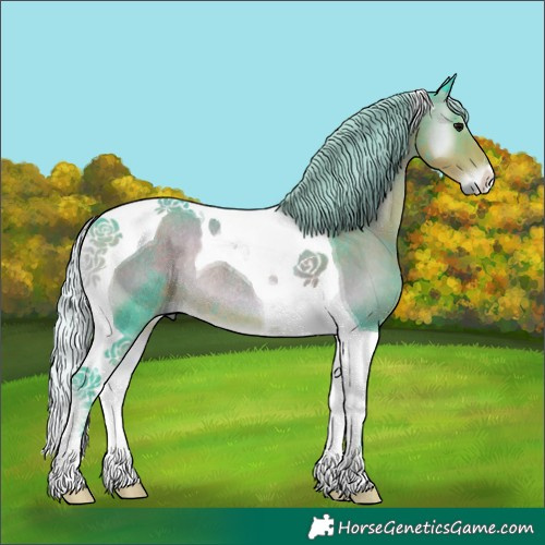 Horse Color:Watercolor Silver Smoky Blue Onyx Tobiano Rabicano 