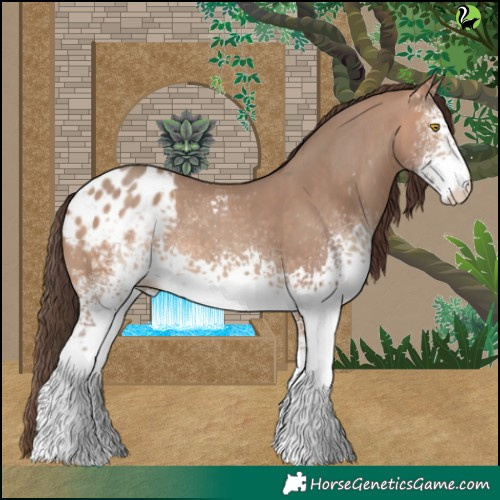 Horse Color:White Spotted Amber Champagne Tobiano Varnish 