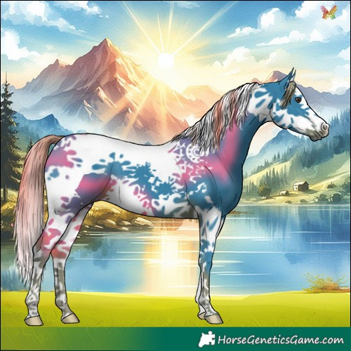 Horse Color:Watercolor Liver Chestnut Splash Tobiano 