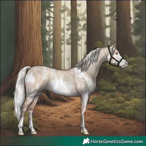 Horse Color:White Spotted Silver Sable Champagne Dun Frame Rabicano 