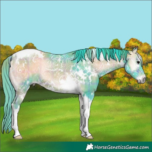 Horse Color:Watercolor Plaid  White Spotted Brown Ice Onyx Tobiano 