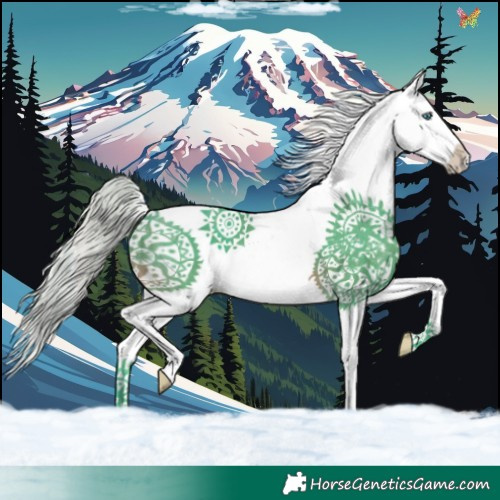Horse Color:Watercolor White Spotted Silver Brown Splash