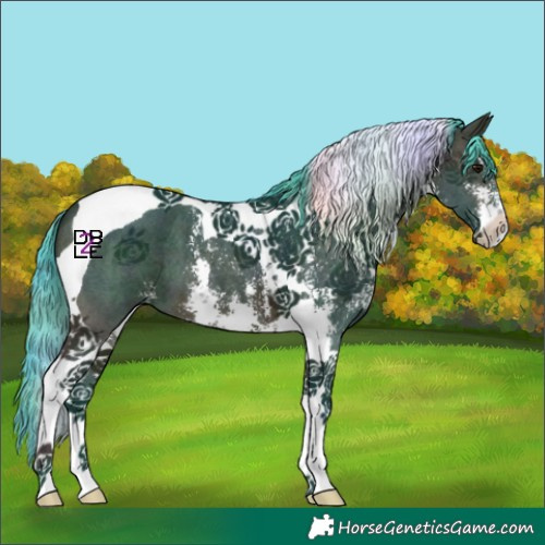 Horse Color:Nacre Watercolor Midnight Bay Sabino Tobiano 