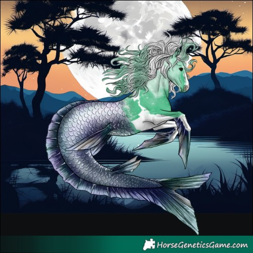 Horse Color:Powder White Watercolor Black Tobiano