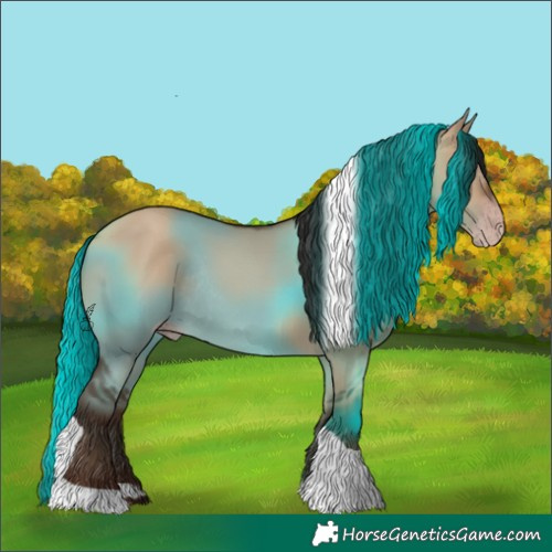 Horse Color:Gray Amber Champagne Dun Tobiano Rabicano 
