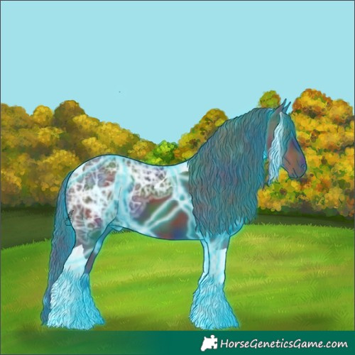 Horse Color:Nacre Thunderstruck Liver Chestnut Ice Tobiano 