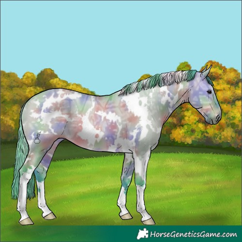 Horse Color:Nacre Watercolor White Spotted Bay Ice Dun