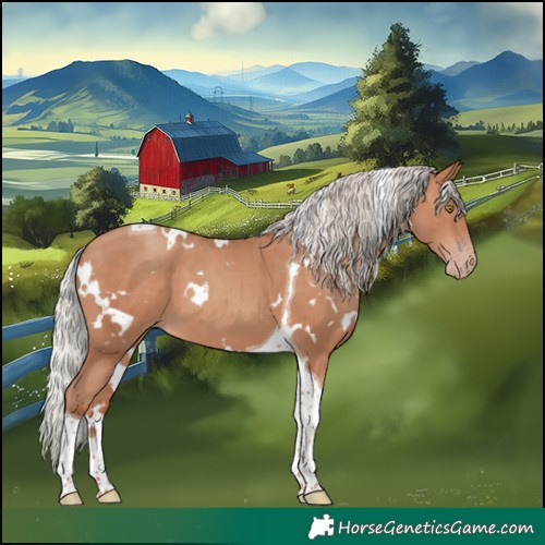 Horse Color:White Spotted Silver Sable Champagne Tobiano 