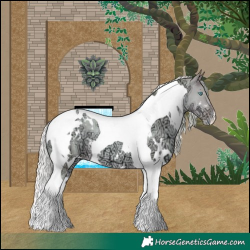 Horse Color:Watercolor White Spotted Silver Buckskin Ice Pearl Dun Tobiano 