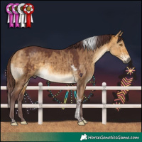 Horse Color:Chocolate Buckskin Dun Tobiano Brindle