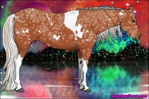 Horse Color:White Spotted Silver Bay Ice Tobiano 