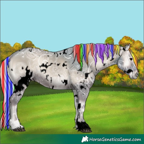 Horse Color:Void Painted Watercolor White Spotted Silver Blue Onyx Ice