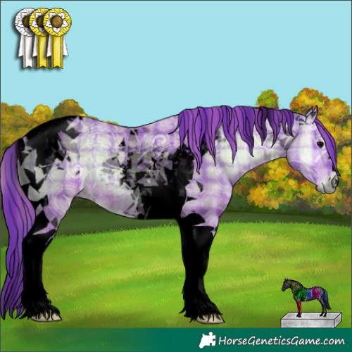 Horse Color:Void Watercolor Plaid Bay Ice Onyx Tobiano