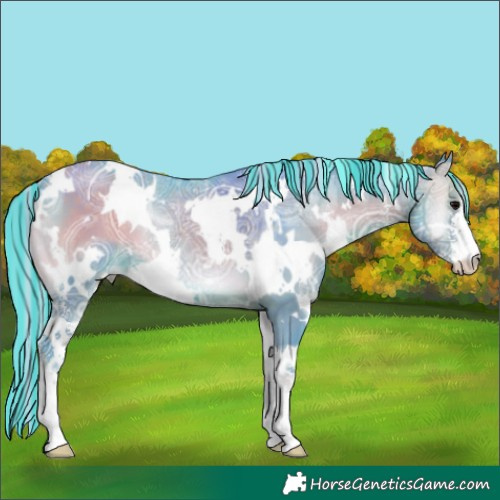 Horse Color:Painted Watercolor White Spotted Silver Blue Onyx Ice Sabino 
