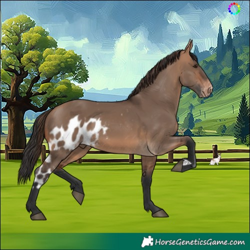 Horse Color:Bay Dun Skewed Appaloosa 
